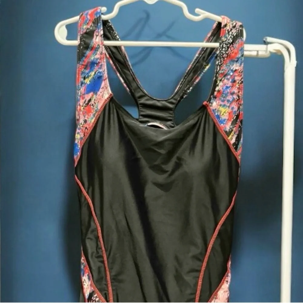 Black and Multicolor Women's Swimsuit MEDIUM one piece
